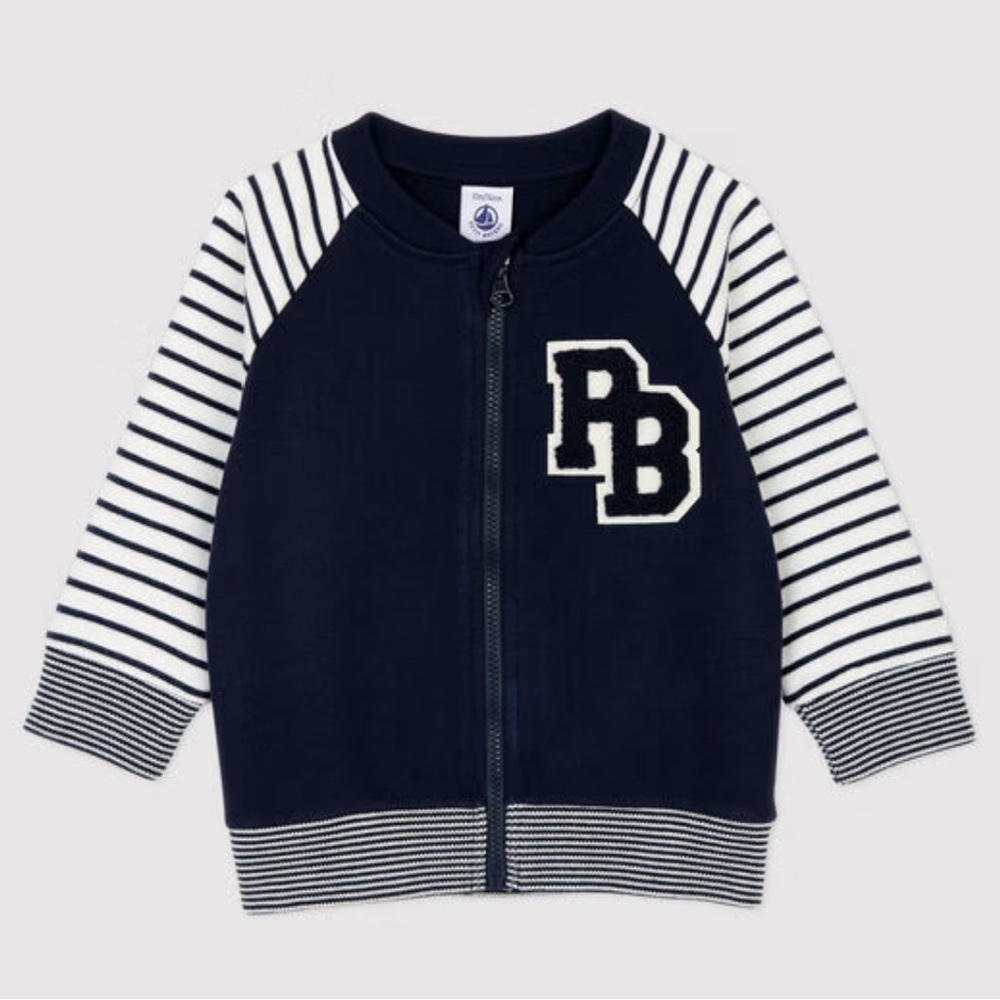 Petit Bateau Babies’ Fleece Baseball Navy Jacket - 24M/86cm